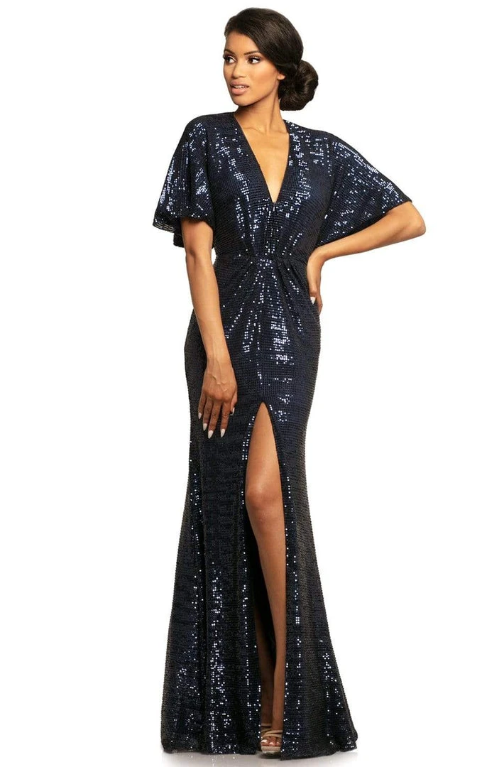 Formal Gowns Johnathan Kayne - 2015 Plunging V Neck Kimono Sleeves Sequins Gown 3 Formal Gowns Johnathan Kayne - 2015 Plunging V Neck Kimono Sleeves Sequins Gown