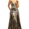 Johnathan Kayne - 2025 Embellished Two Tone Deep V-neck Trumpet Dress
