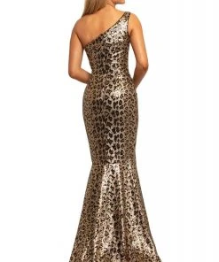 Johnathan Kayne - 2028 Sequined One Shoulder Trumpet Dress
