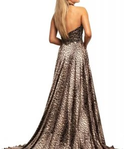 Formal Gowns Johnathan Kayne - 2030 Embellished Halter Printed A-line Dress