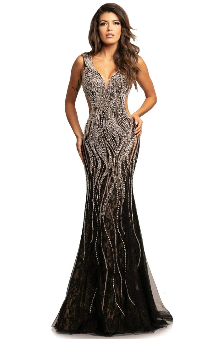 Johnathan Kayne - 2041 Bedazzled Plunging V-neck Trumpet Dress Formal Gowns 3 Johnathan Kayne - 2041 Bedazzled Plunging V-neck Trumpet Dress Formal Gowns