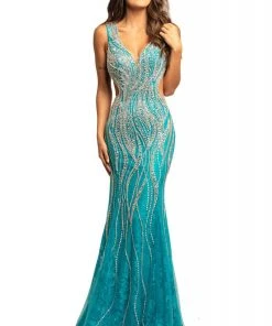 Johnathan Kayne - 2041 Bedazzled Plunging V-neck Trumpet Dress Formal Gowns 11 Johnathan Kayne - 2041 Bedazzled Plunging V-neck Trumpet Dress Formal Gowns