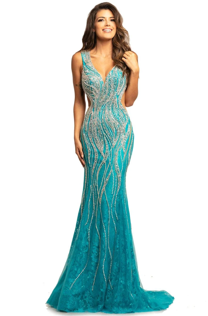 Johnathan Kayne - 2041 Bedazzled Plunging V-neck Trumpet Dress Formal Gowns 7 Johnathan Kayne - 2041 Bedazzled Plunging V-neck Trumpet Dress Formal Gowns