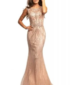 Formal Gowns Johnathan Kayne - 2042 Embellished Bateau Trumpet Dress