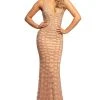 Johnathan Kayne - 2043 Embellished Deep V-neck Trumpet Dress