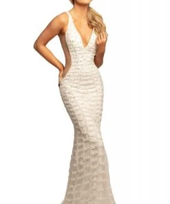 Johnathan Kayne - 2043 Embellished Deep V-neck Trumpet Dress 7 Johnathan Kayne - 2043 Embellished Deep V-neck Trumpet Dress