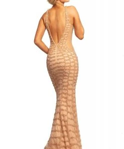 Johnathan Kayne - 2043 Embellished Deep V-neck Trumpet Dress 6 Johnathan Kayne - 2043 Embellished Deep V-neck Trumpet Dress