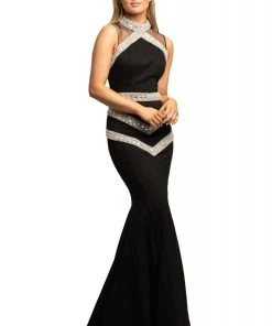 Johnathan Kayne - 2048 Embellished High Neck Trumpet Dress