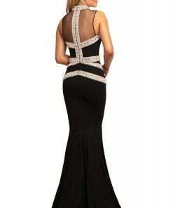 Johnathan Kayne - 2048 Embellished High Neck Trumpet Dress
