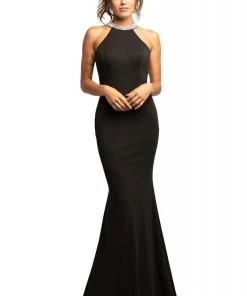Johnathan Kayne - 2049 Illusion Back High Halter Dress Formal Gowns