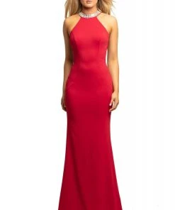 Johnathan Kayne - 2049 Illusion Back High Halter Dress Formal Gowns