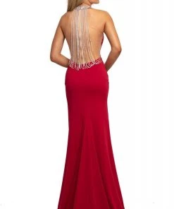 Johnathan Kayne - 2049 Illusion Back High Halter Dress Formal Gowns