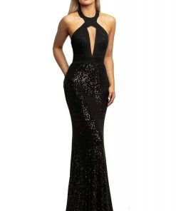Johnathan Kayne - 2050 Halter Neck Embellished Sheath Dress Formal Gowns