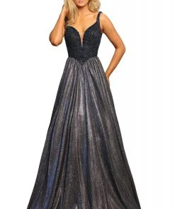 Formal Gowns Johnathan Kayne - 2069 Embellished Deep V-neck A-line Dress