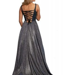 Formal Gowns Johnathan Kayne - 2069 Embellished Deep V-neck A-line Dress