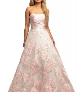 Formal Gowns Johnathan Kayne - 2078 Floral Brocade Strapless Ballgown