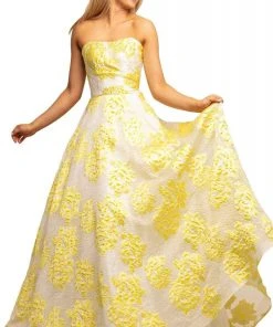 Formal Gowns Johnathan Kayne - 2078 Floral Brocade Strapless Ballgown