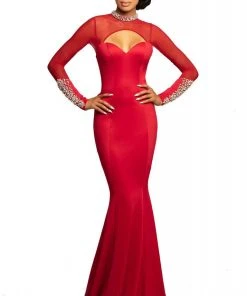 Johnathan Kayne - 2082 Embellished High Neck Mermaid Dress With Train