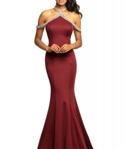 Johnathan Kayne - 2085 Embellished High Halter Mermaid Dress Formal Gowns