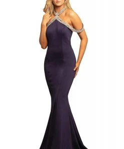 Johnathan Kayne - 2085 Embellished High Halter Mermaid Dress Formal Gowns