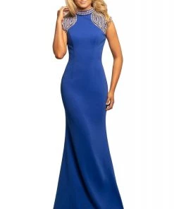 Johnathan Kayne - 2089 Embellished High Neck Trumpet Dress