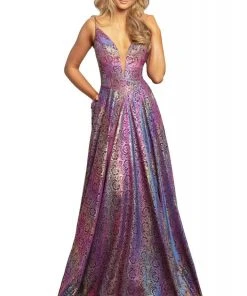 Johnathan Kayne - 2094 Metallic Floral A-Line Evening Gown Formal Gowns