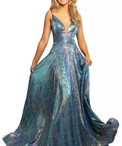 Johnathan Kayne - 2094 Metallic Floral A-Line Evening Gown Formal Gowns
