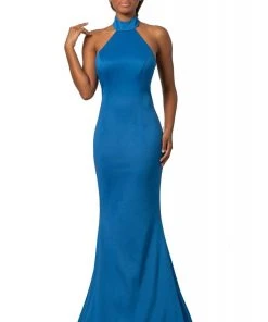 Johnathan Kayne - 2096 High Halter Neck Trumpet Dress With Train Formal Gowns
