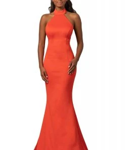 Johnathan Kayne - 2096 High Halter Neck Trumpet Dress With Train Formal Gowns