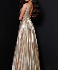 Johnathan Kayne - 2426 Metallic Pleated A-line Gown 7 Johnathan Kayne - 2426 Metallic Pleated A-line Gown