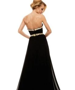 Johnathan Kayne - 502 Strapless Gilded Plunging Gown Formal Gowns