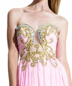 Johnathan Kayne - 502 Strapless Gilded Plunging Gown Formal Gowns