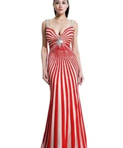 Formal Gowns Johnathan Kayne - 509 Bedazzled V-neck Sheath Dress