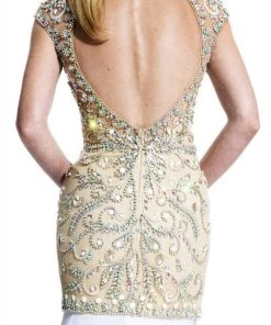 Johnathan Kayne - 510 Embellished V-neck Sheath Dress 12 Johnathan Kayne - 510 Embellished V-neck Sheath Dress