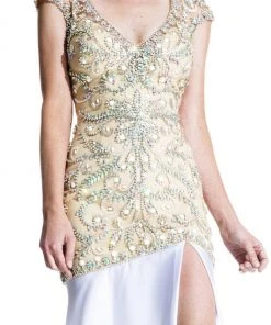 Johnathan Kayne - 510 Embellished V-neck Sheath Dress 11 Johnathan Kayne - 510 Embellished V-neck Sheath Dress