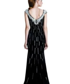 Formal Gowns Johnathan Kayne - 519 Bejeweled V-neck Sheath Dress
