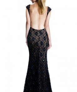 Johnathan Kayne - 535 Cap Sleeve Lace Accented Gown 11 Johnathan Kayne - 535 Cap Sleeve Lace Accented Gown