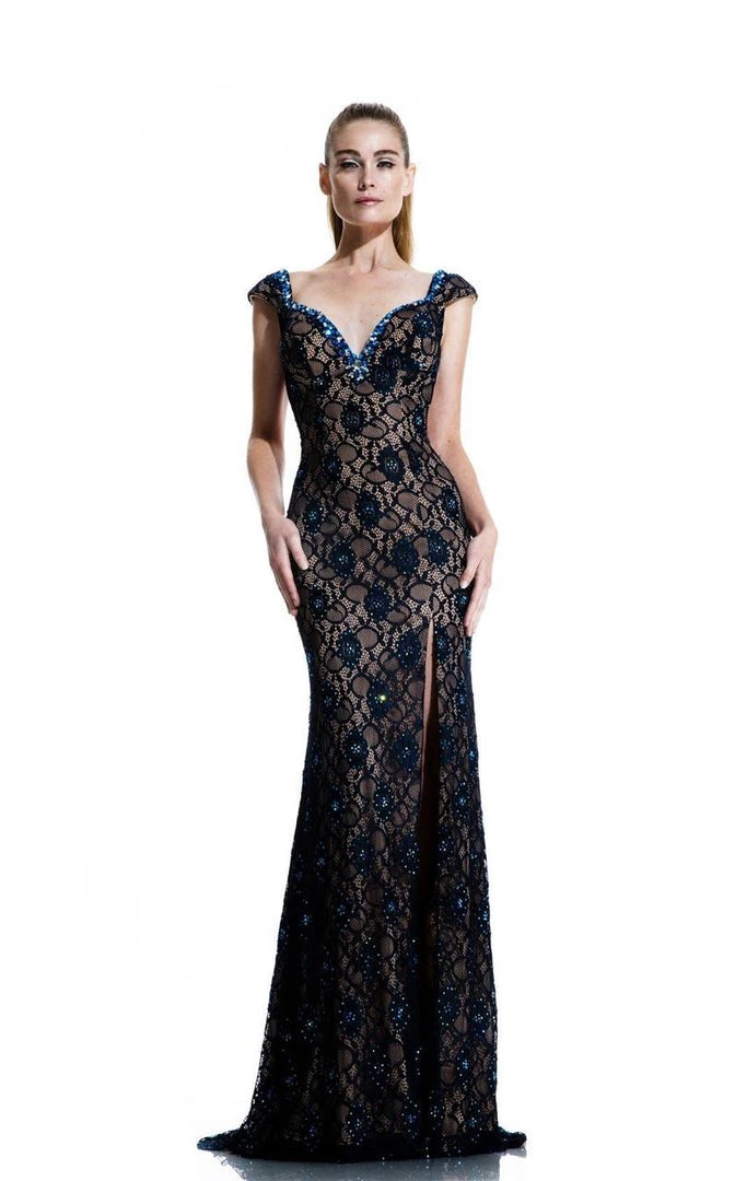 Johnathan Kayne - 535 Cap Sleeve Lace Accented Gown 4 Johnathan Kayne - 535 Cap Sleeve Lace Accented Gown