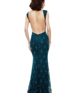 Johnathan Kayne - 535 Cap Sleeve Lace Accented Gown 15 Johnathan Kayne - 535 Cap Sleeve Lace Accented Gown