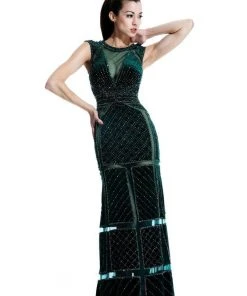 Formal Gowns Johnathan Kayne - 555 Illusion Paneled Cap Sleeve Gown