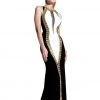 Johnathan Kayne - 557 Gilded Halter Colorblock Evening Gown Formal Gowns
