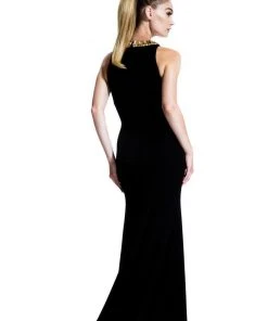 Johnathan Kayne - 557 Gilded Halter Colorblock Evening Gown Formal Gowns