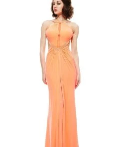 Formal Gowns Johnathan Kayne - 6008 Embellished Halter Sheath Dress