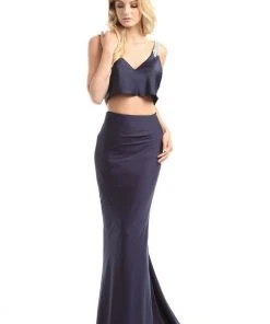 Johnathan Kayne - 6019 Bedazzled V-neck Sheath Dress Formal Gowns