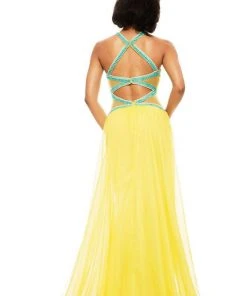 Johnathan Kayne - 6027 Beaded Illusion Halter A-line Dress
