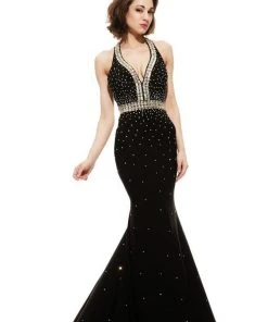 Johnathan Kayne - 6048 Embellished Halter Mermaid Dress