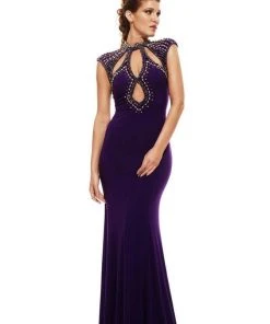 Johnathan Kayne - 6079 Decadent Studded High Neck Evening Gown