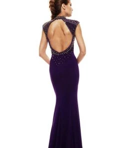 Johnathan Kayne - 6079 Decadent Studded High Neck Evening Gown