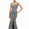 Johnathan Kayne - 6086 Halter Houndstooth Pattern Long Gown Formal Gowns 2 Johnathan Kayne - 6086 Halter Houndstooth Pattern Long Gown Formal Gowns