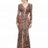 Johnathan Kayne - 6087 Printed Deep V-neck Sheath Dress Formal Gowns